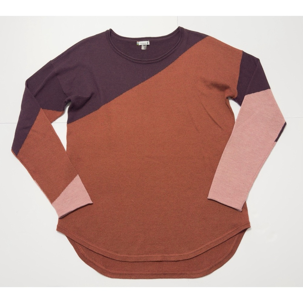 Smartwool Women's Shadow Pine Colorblock Sweater Sz M Baselayer Merino Wool
